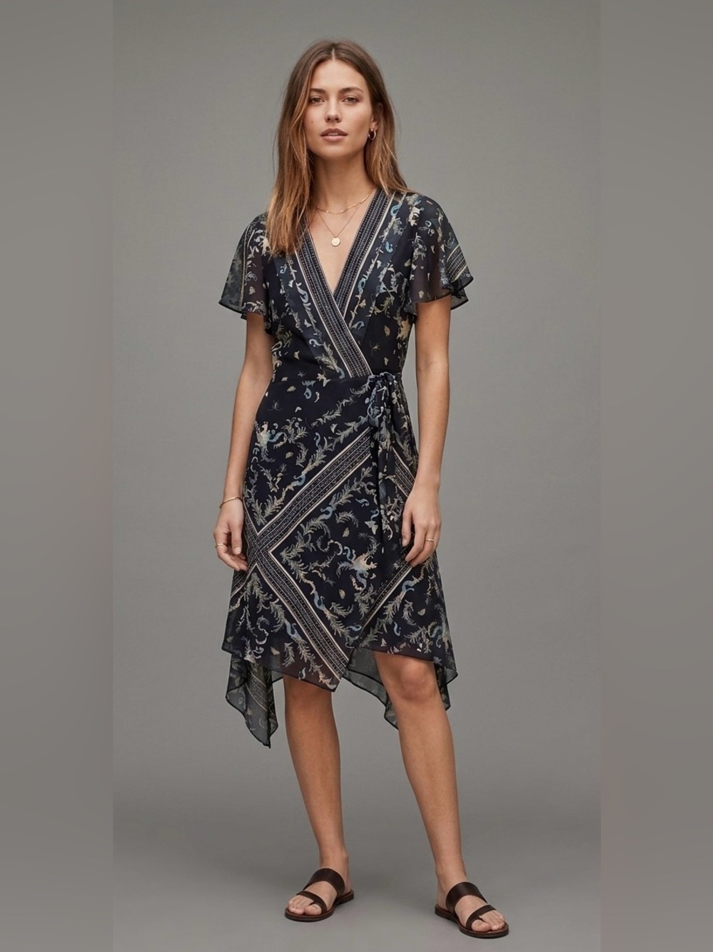 AllSaints Printed Kaiya Assam Wrap Dress - Size 00